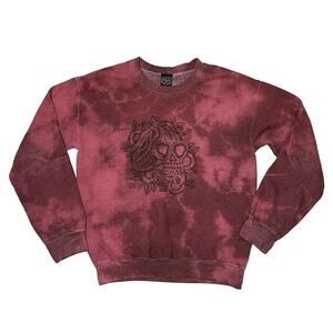 Obey Crewneck Sweatshirt Sugar Skull Day of the Dead Maroon Red - Size Small